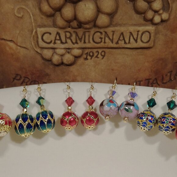 Cloisonne earrings in six handcrafted artisanal designs - Picture 9 of 15